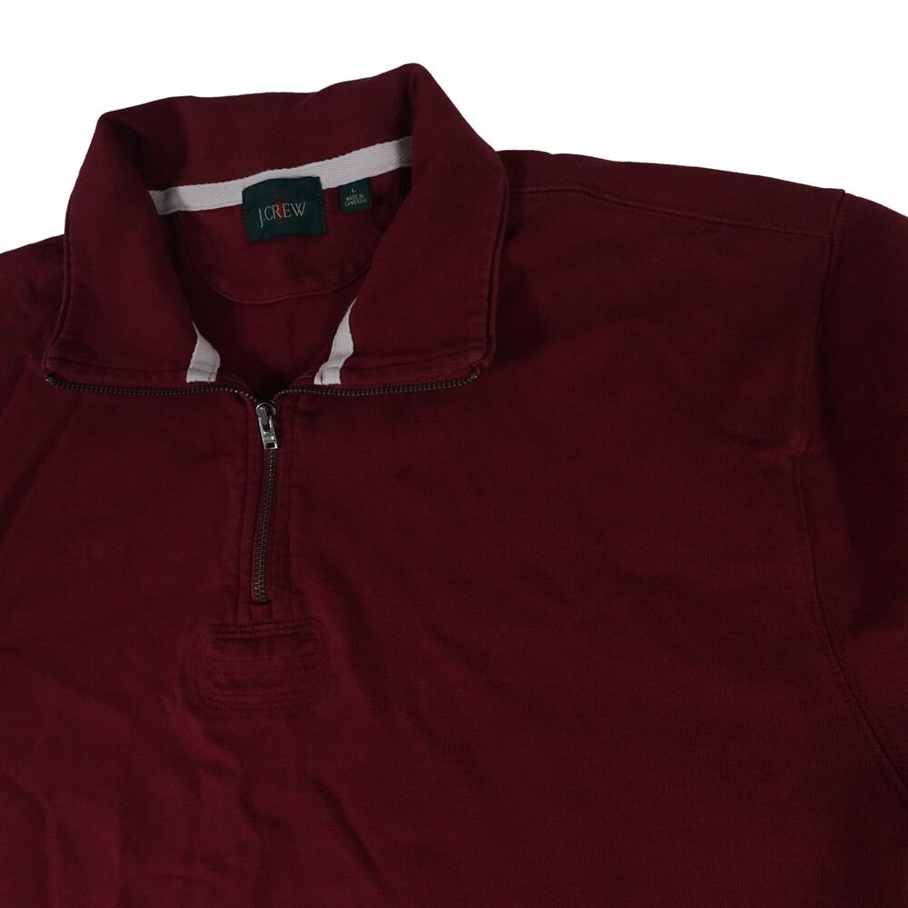 J Crew Oarsman Reimagined Vintage 1/4 Zip Red Burgundy Cotton Sweater Mens Large